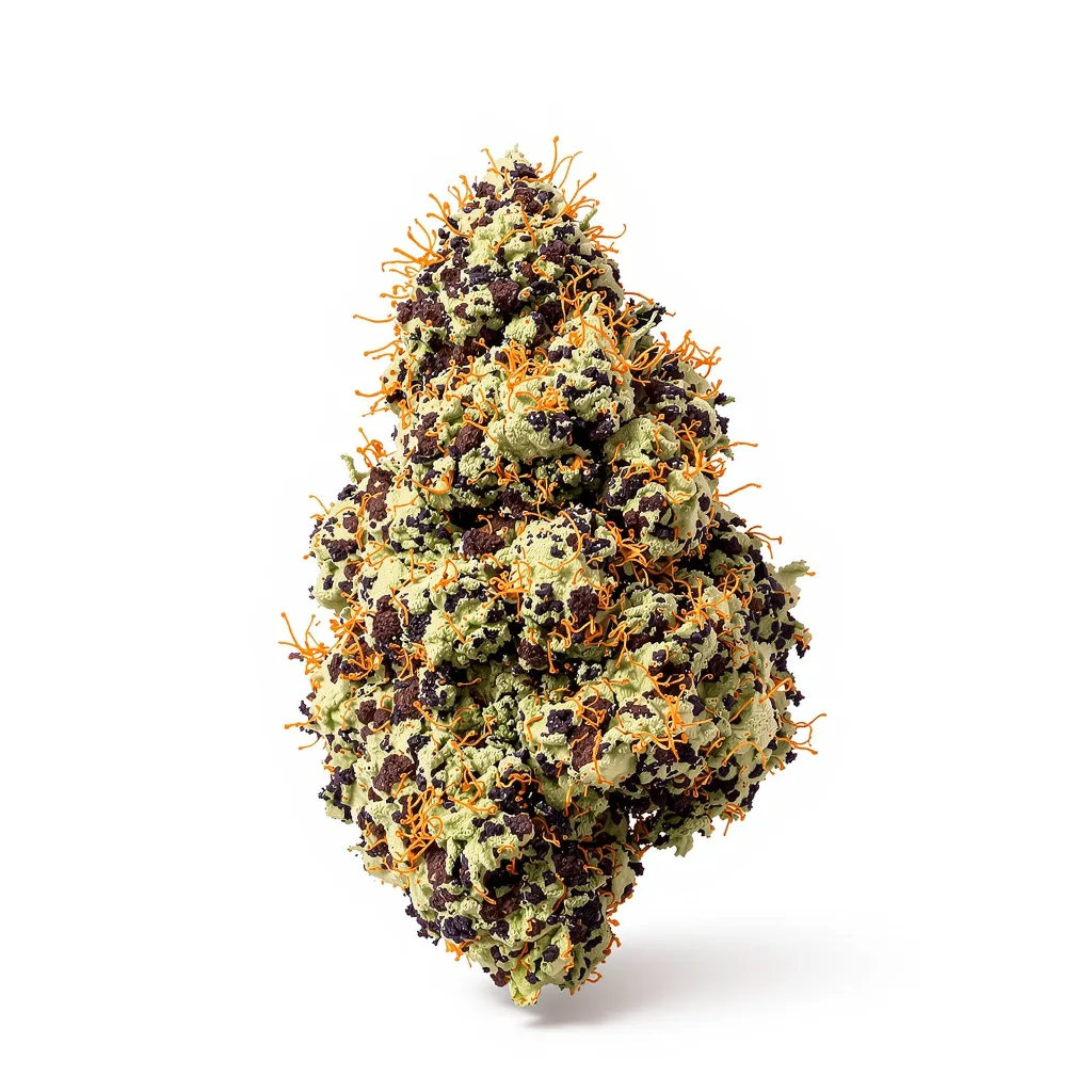 Black Afghan 81% indica / 19% sativa — fleur avec trichomes visibles