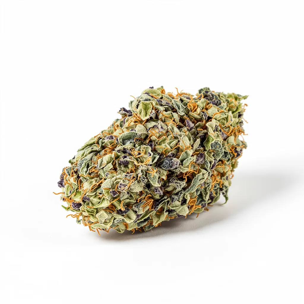 Black Betty 47% indica / 53% sativa — fleur avec trichomes visibles