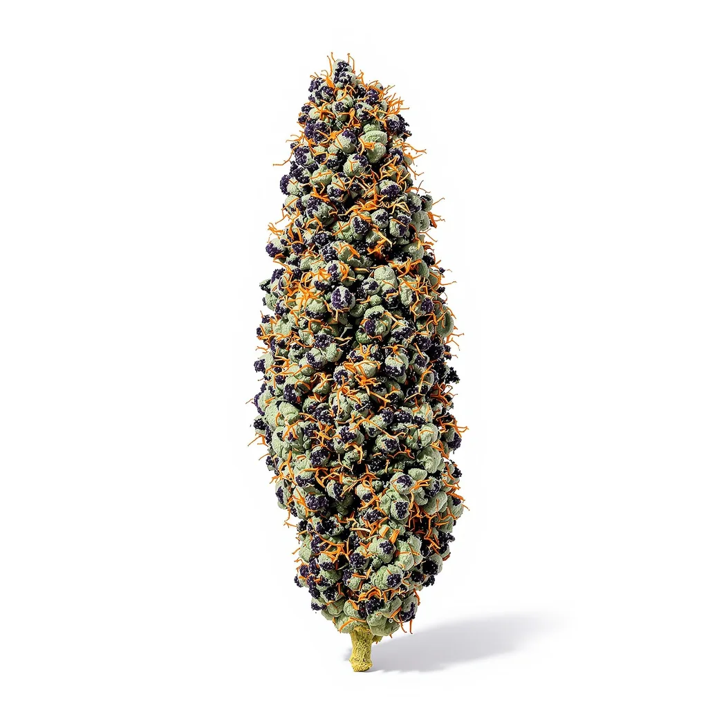 Black Cherry 79% indica / 21% sativa — fleur avec trichomes visibles