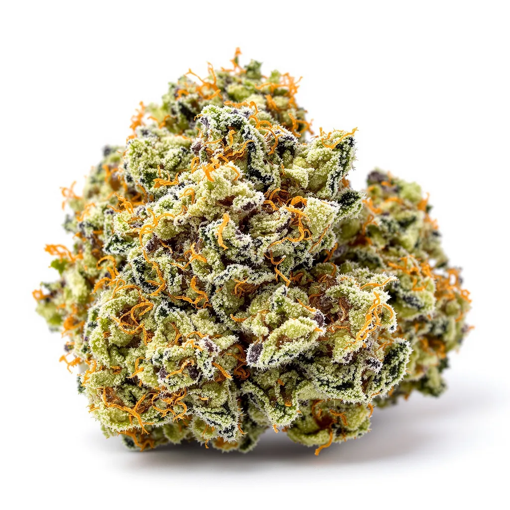 Black Diamond 53% indica / 47% sativa — fleur avec trichomes visibles