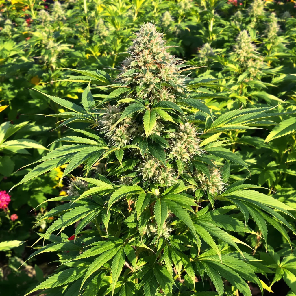 Black Domina 65% indica / 35% sativa — fleur avec trichomes visibles