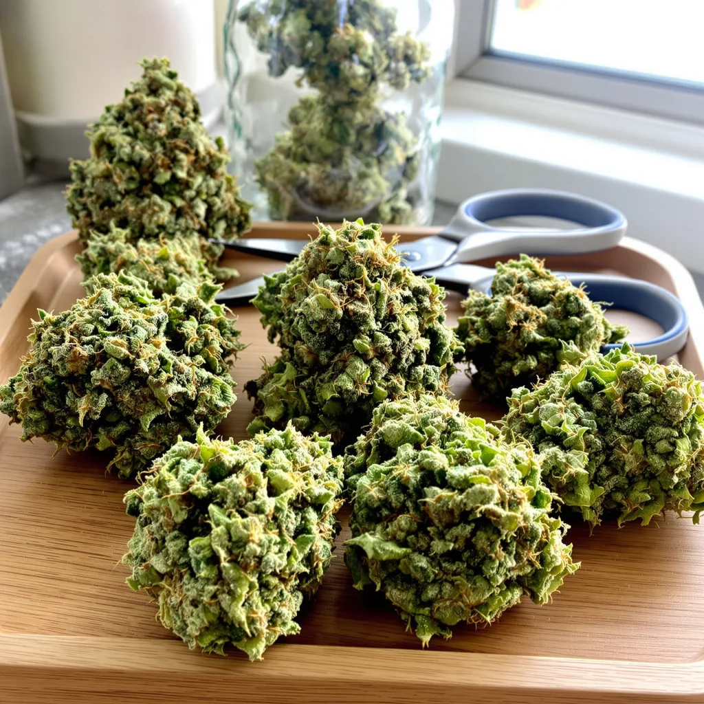 Black Jack 20% indica / 80% sativa — fleur avec trichomes visibles
