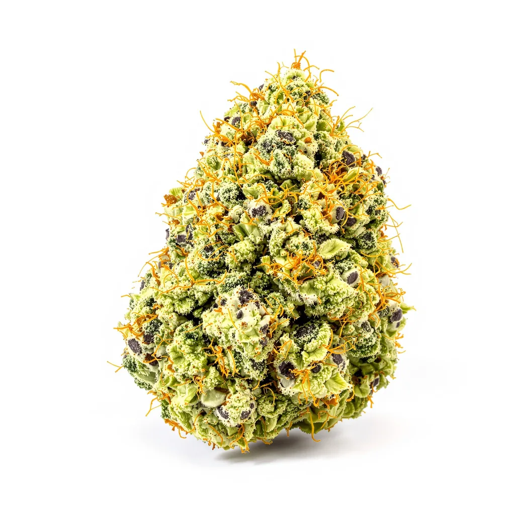 Black Jack 20% indica / 80% sativa — fleur avec trichomes visibles
