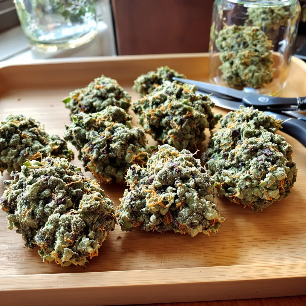 Black Mamba 60% indica / 40% sativa — fleur avec trichomes visibles