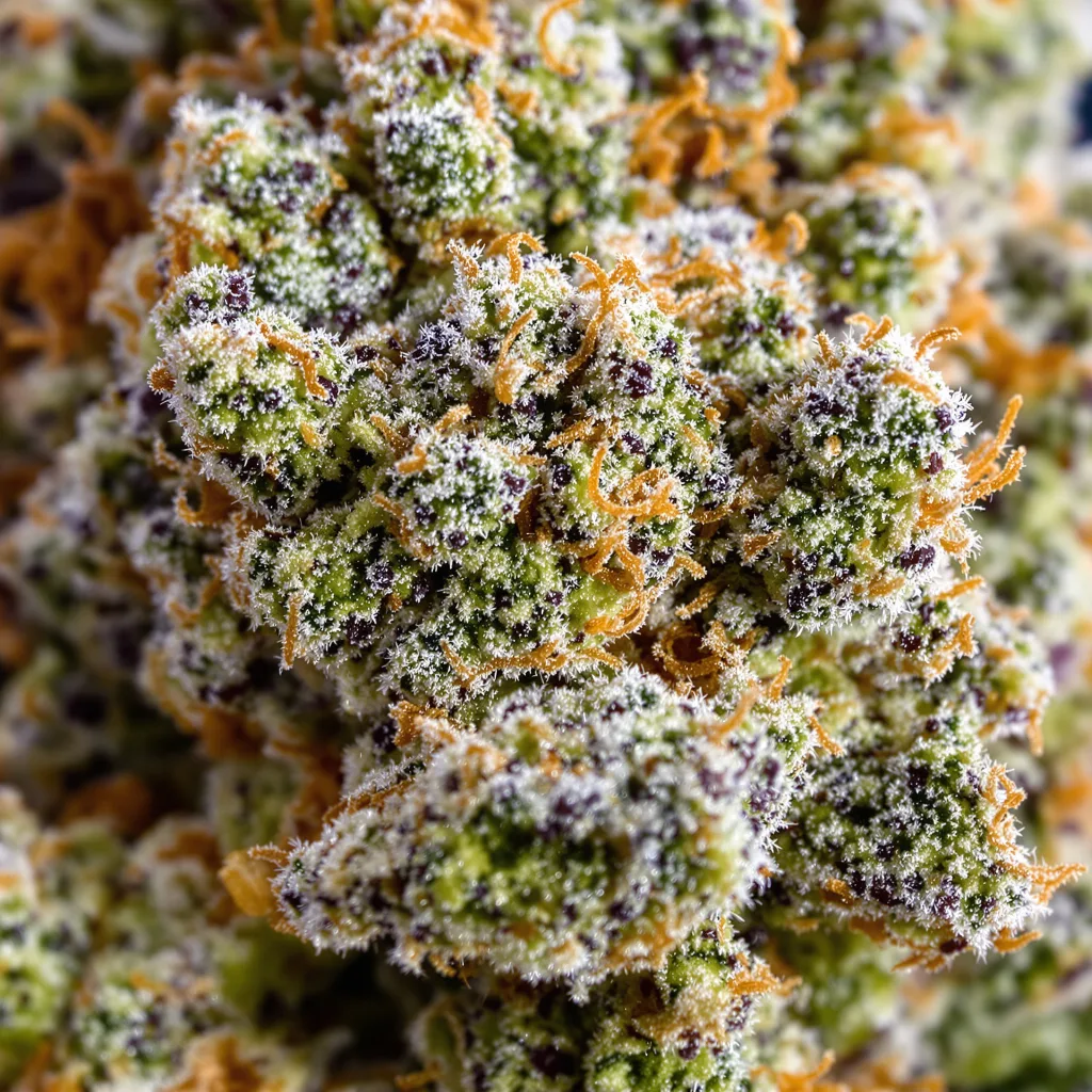 Gros plan de fleur de cannabis Black Mamba montrant nugs denses vert forêt