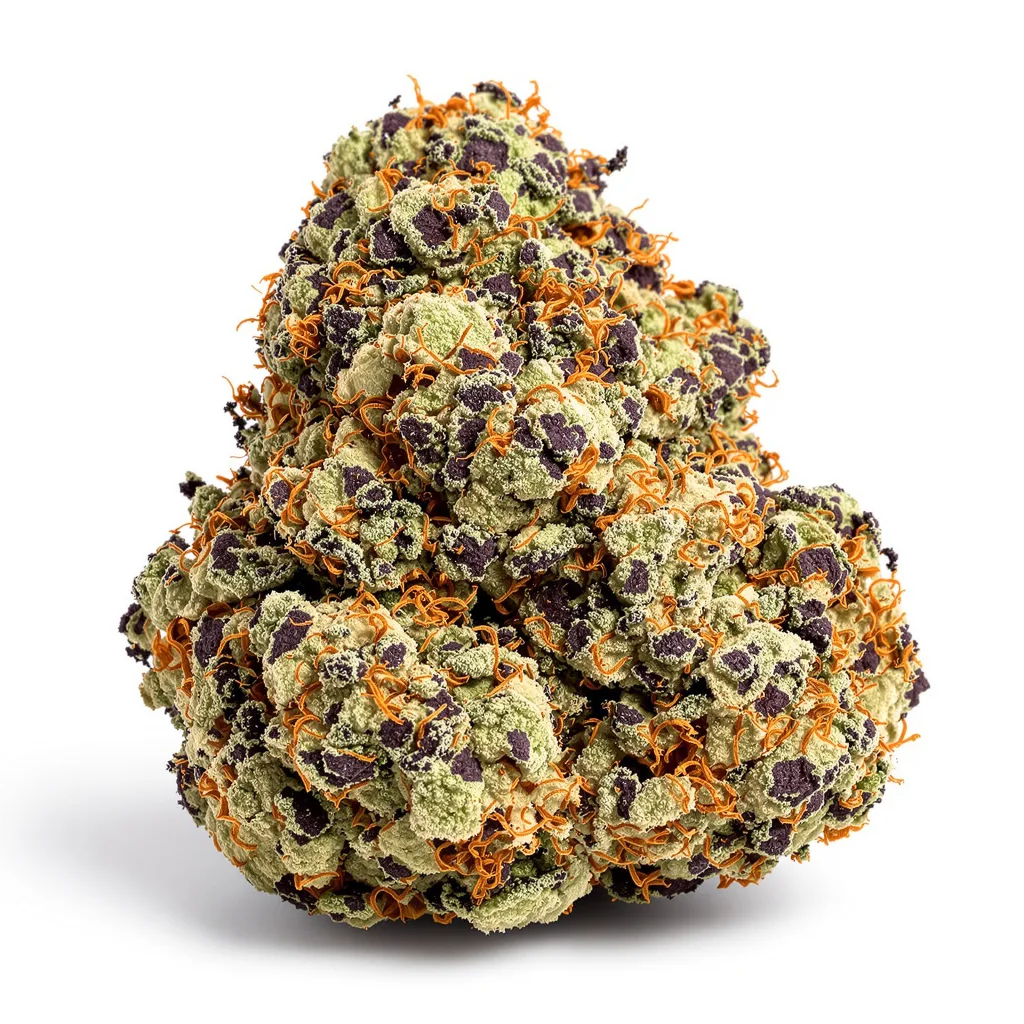Black Rose 73% indica / 27% sativa — fleur avec trichomes visibles