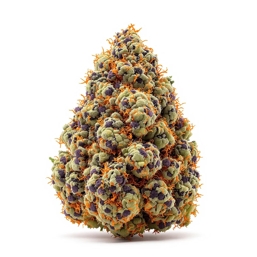 Blackberry Bubble 86% indica / 14% sativa — fleur avec trichomes visibles