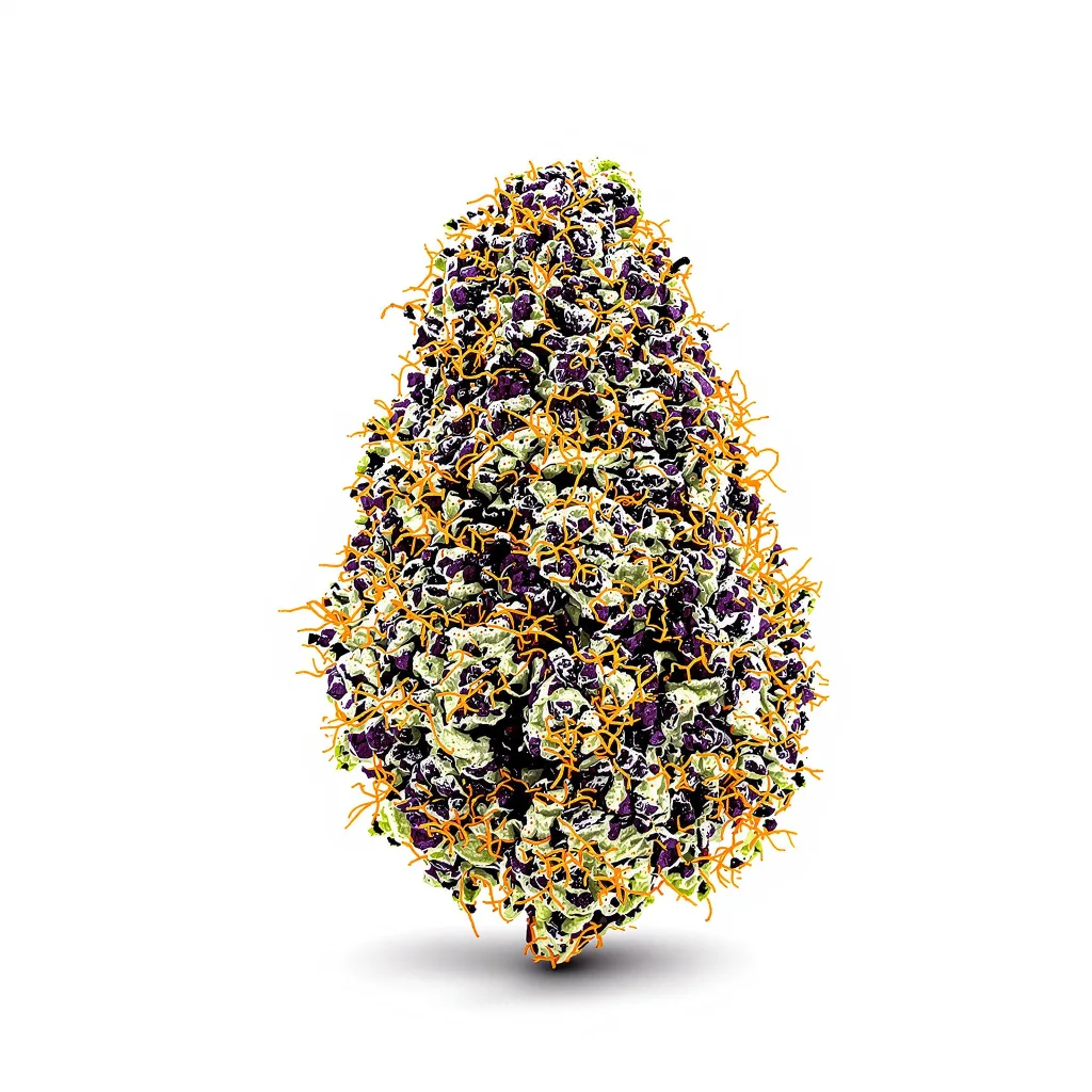 Blackberry Cream 78% indica / 22% sativa — fleur avec trichomes visibles