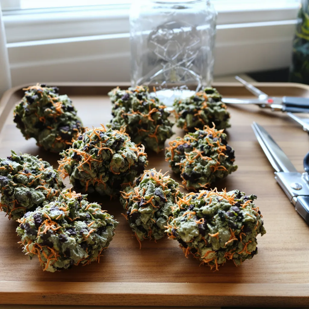 Blackberry Hashplant 76% indica / 24% sativa — fleur avec trichomes visibles