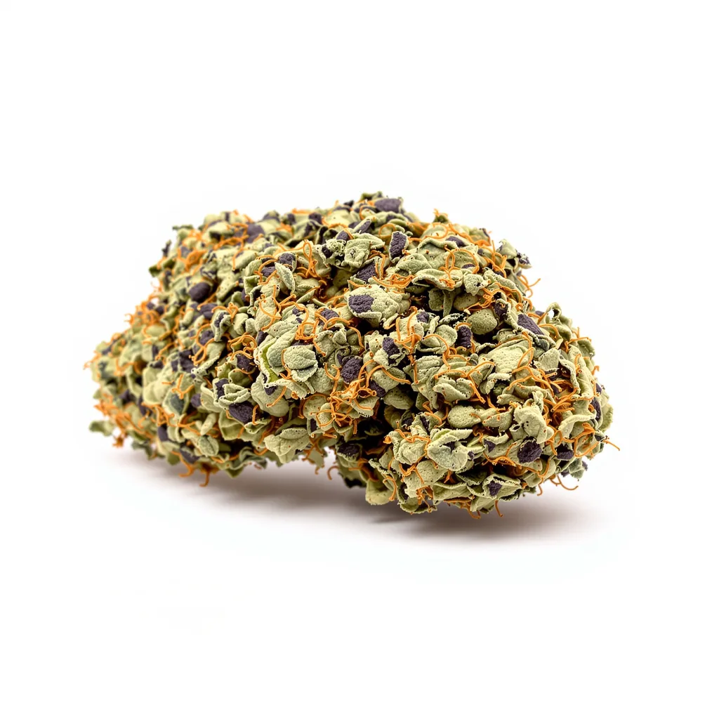 Blackberry Kush 80% indica / 20% sativa — fleur avec trichomes visibles