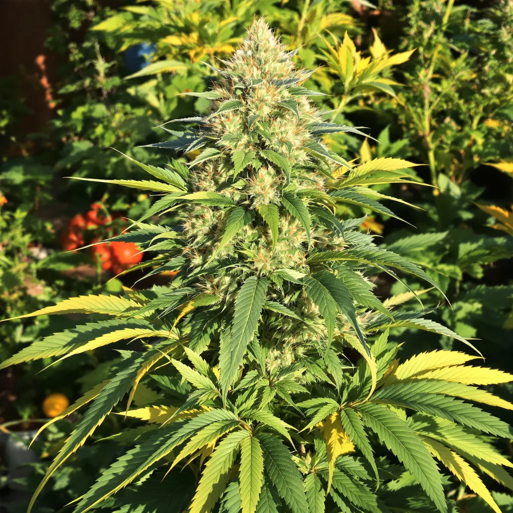 Blue Afghani 74% indica / 26% sativa — fleur avec trichomes visibles