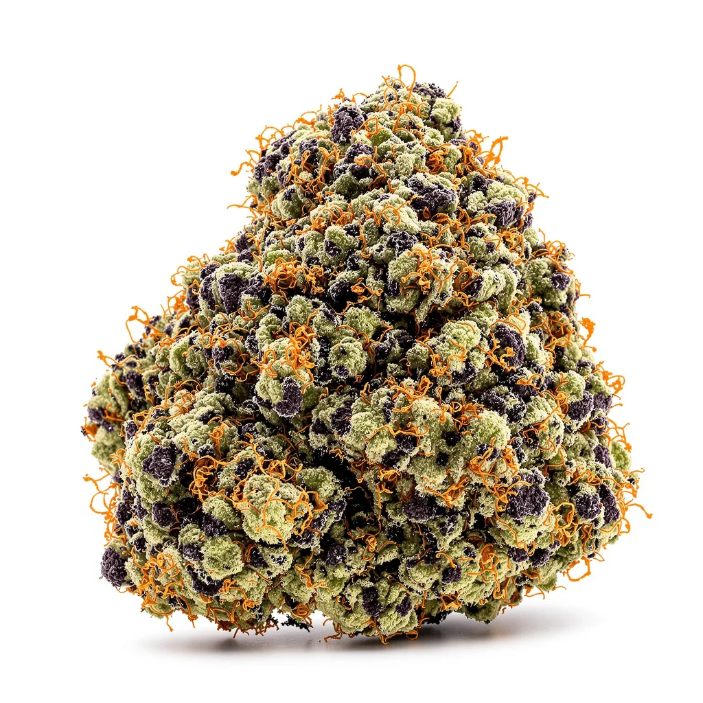Blue Alien 88% indica / 12% sativa — fleur avec trichomes visibles