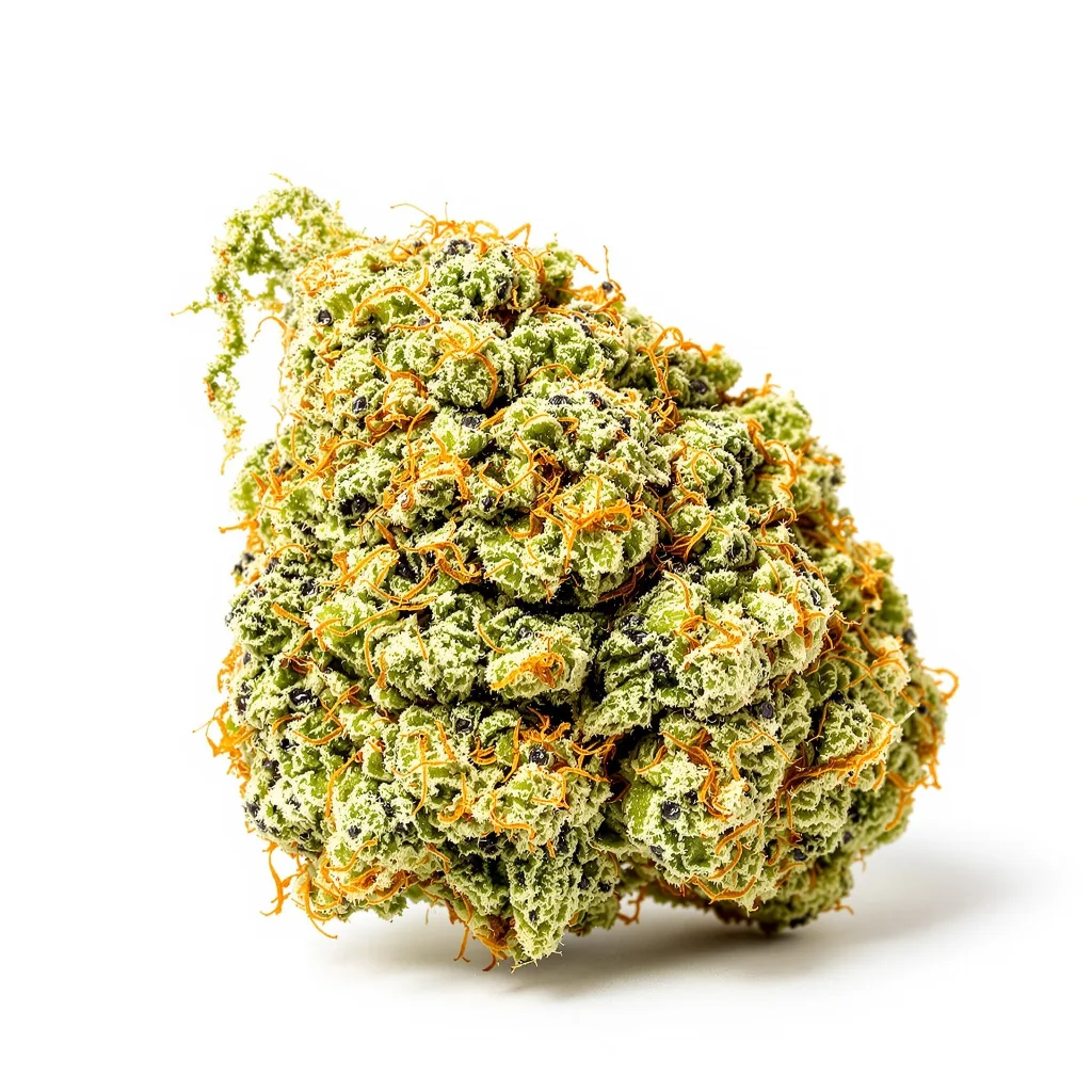 Blue Amnesia 10% indica / 90% sativa — fleur avec trichomes visibles