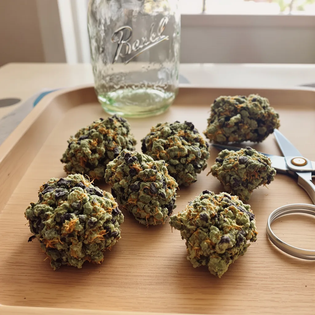 Blue Buddha 69% indica / 31% sativa — fleur avec trichomes visibles
