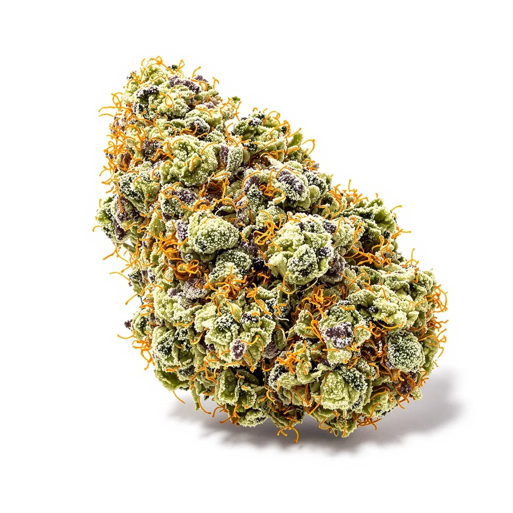 Blue Cheese 60% indica / 40% sativa — fleur avec trichomes visibles
