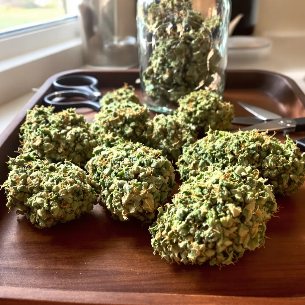 Blue Cinex 23% indica / 77% sativa — fleur avec trichomes visibles