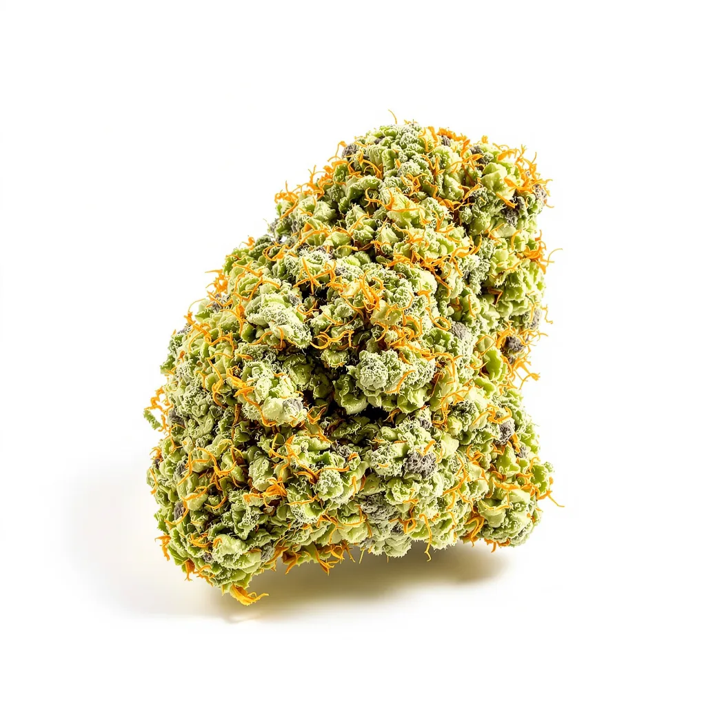 Blue Diamond 14% indica / 86% sativa — fleur avec trichomes visibles