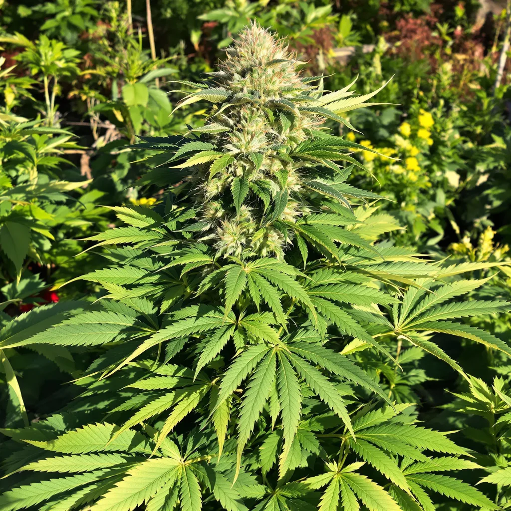 Blue Diesel 75% indica / 25% sativa — fleur avec trichomes visibles
