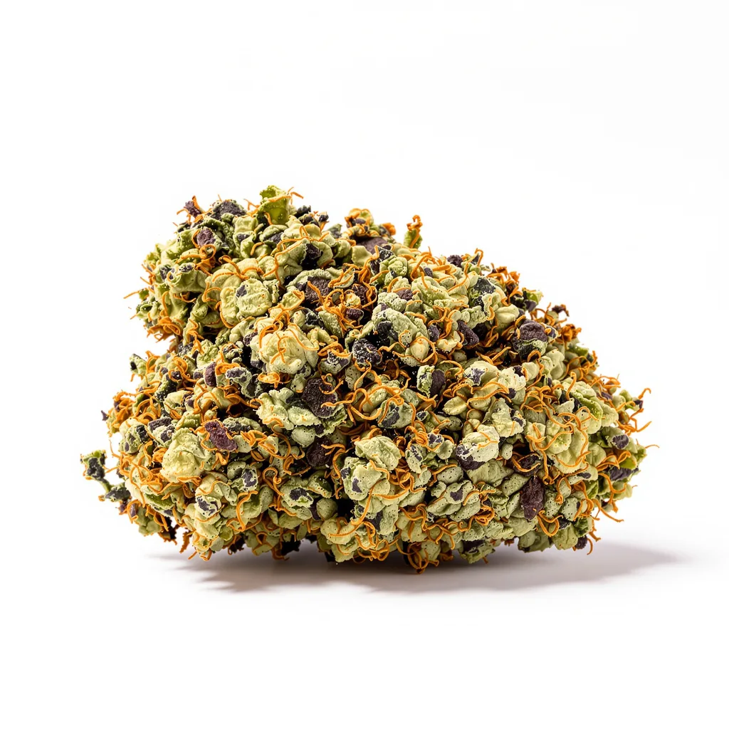 Blue Diesel 75% indica / 25% sativa — fleur avec trichomes visibles