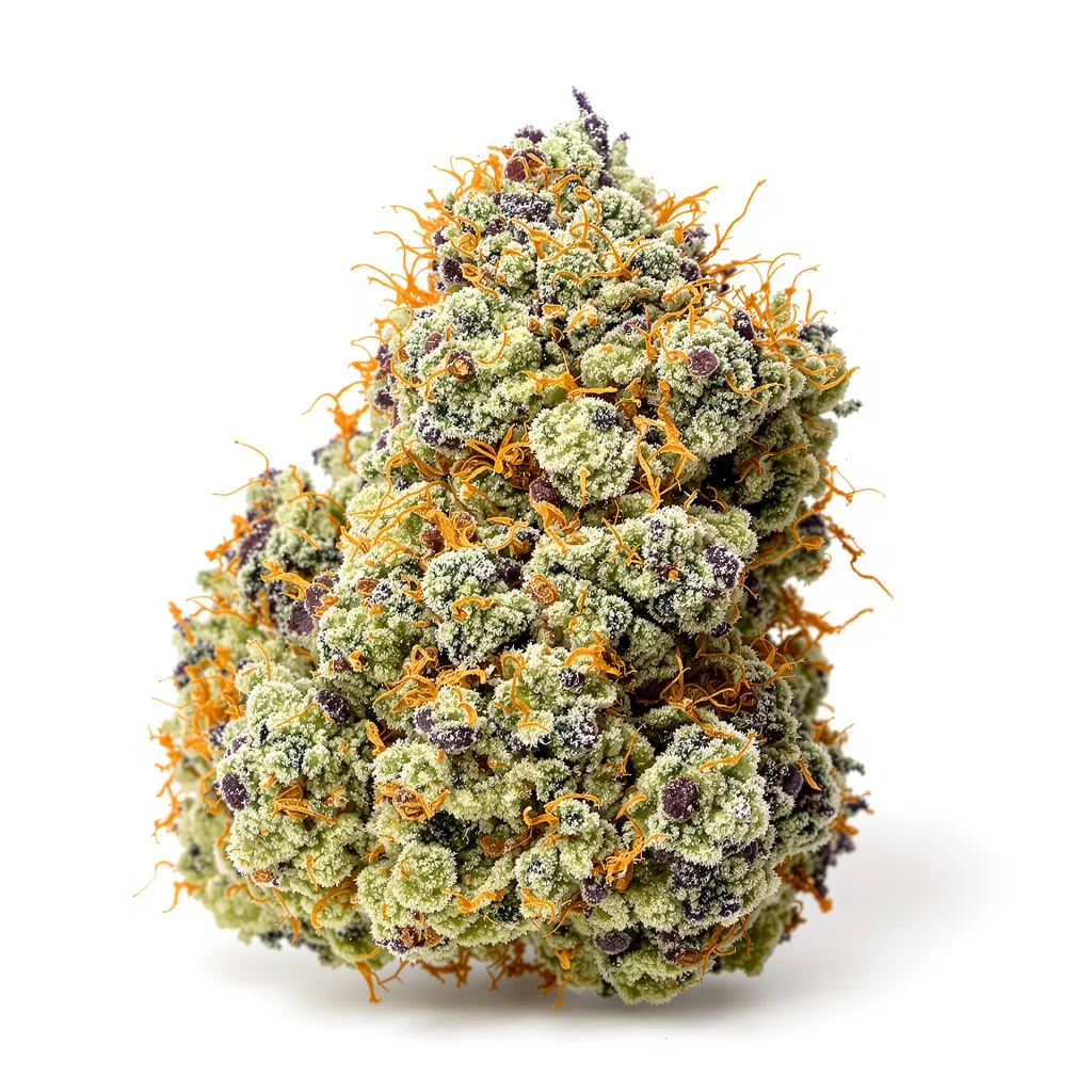 Blue Dragon 61% indica / 39% sativa — fleur avec trichomes visibles