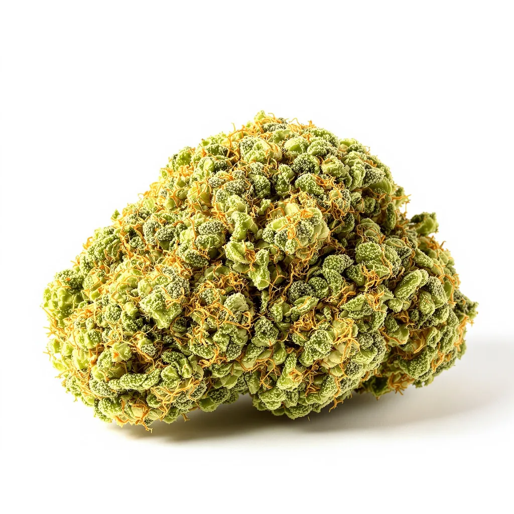 Blue Dream 19% indica / 81% sativa — fleur avec trichomes visibles