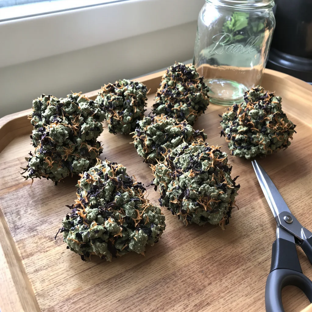 Blue Dynamite 65% indica / 35% sativa — fleur avec trichomes visibles