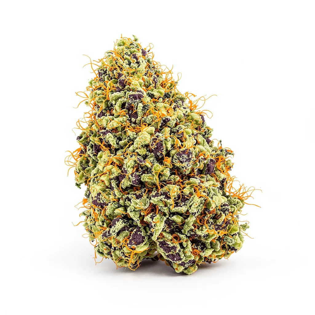 Blue Dynamite 65% indica / 35% sativa — fleur avec trichomes visibles
