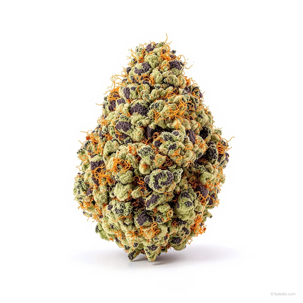 Blue Frost 69% indica / 31% sativa — fleur avec trichomes visibles