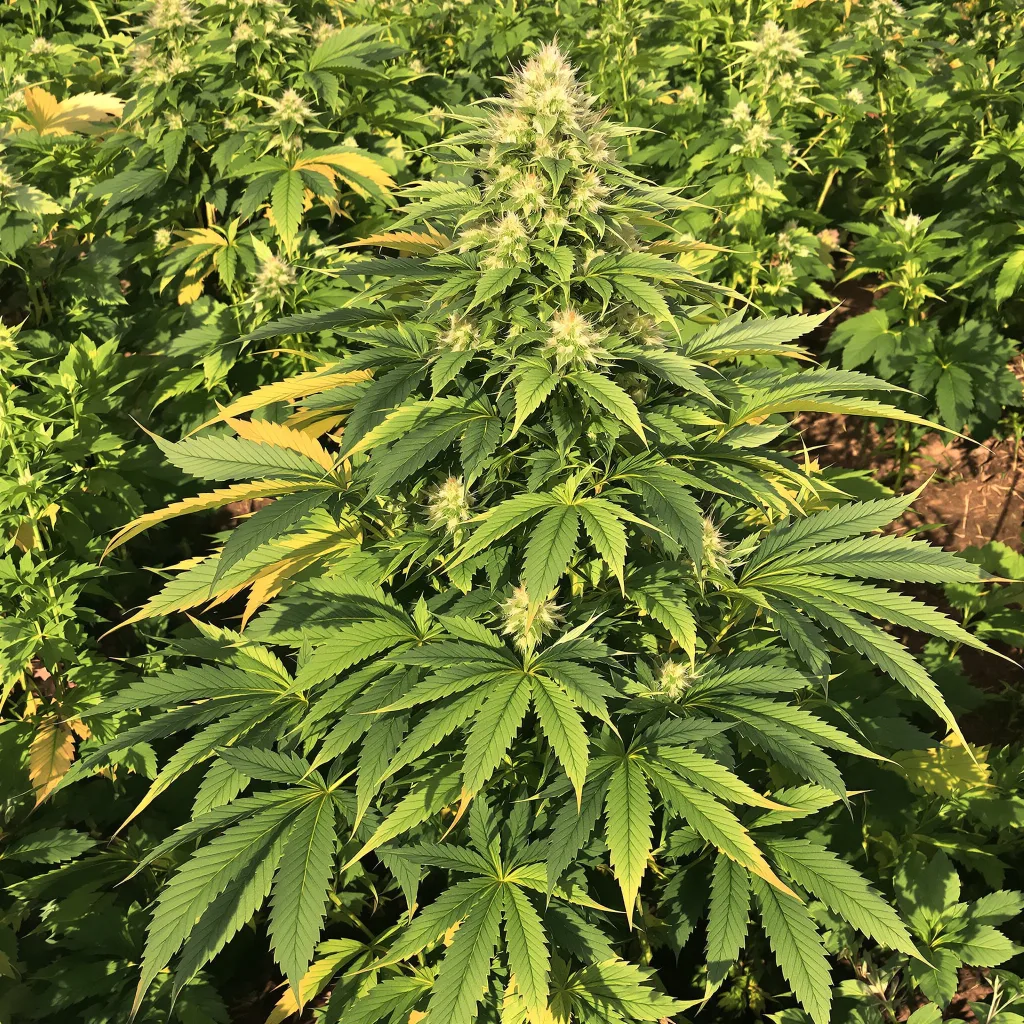 Blue Fruit 86% indica / 14% sativa — fleur avec trichomes visibles