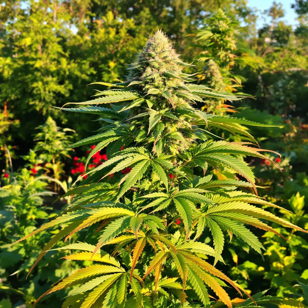 Blue Fruit 86% indica / 14% sativa — fleur avec trichomes visibles