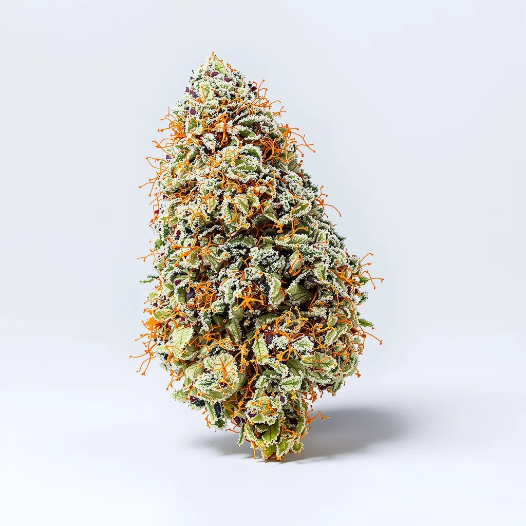 Blue Galaxy 40% indica / 60% sativa — fleur avec trichomes visibles