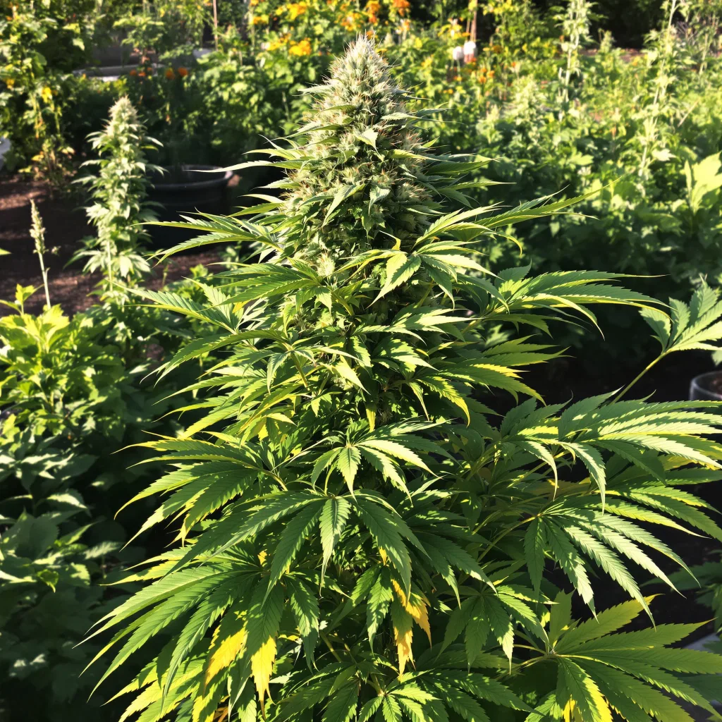 Blue God 100% indica / 50% sativa — fleur avec trichomes visibles