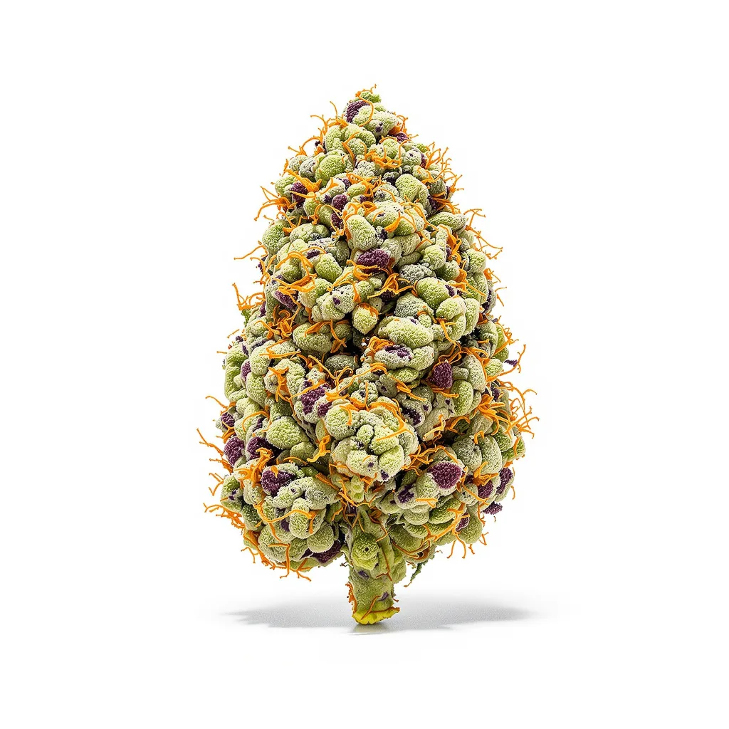 Blue Goo 35% indica / 65% sativa — fleur avec trichomes visibles