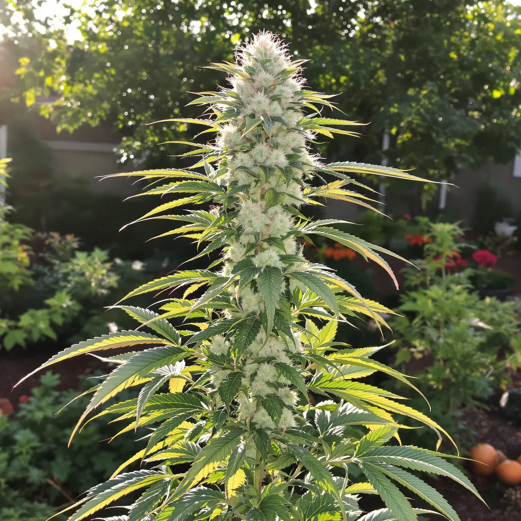Blue Hawaiian 38% indica / 62% sativa — fleur avec trichomes visibles
