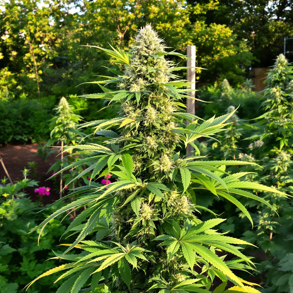 Blue Jay Way 63% indica / 37% sativa — fleur avec trichomes visibles