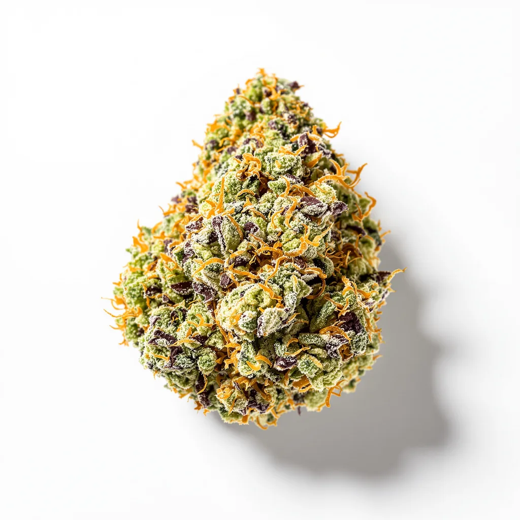Blue Kush 55% indica / 45% sativa — fleur avec trichomes visibles