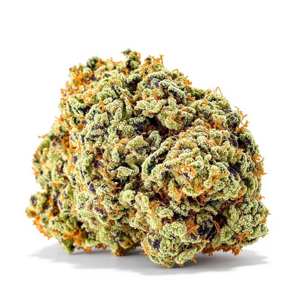 Blue Lyly 54% indica / 46% sativa — fleur avec trichomes visibles