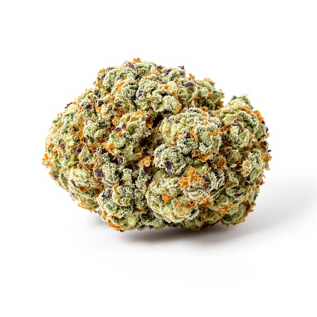 Blue Mango 40% indica / 60% sativa — fleur avec trichomes visibles