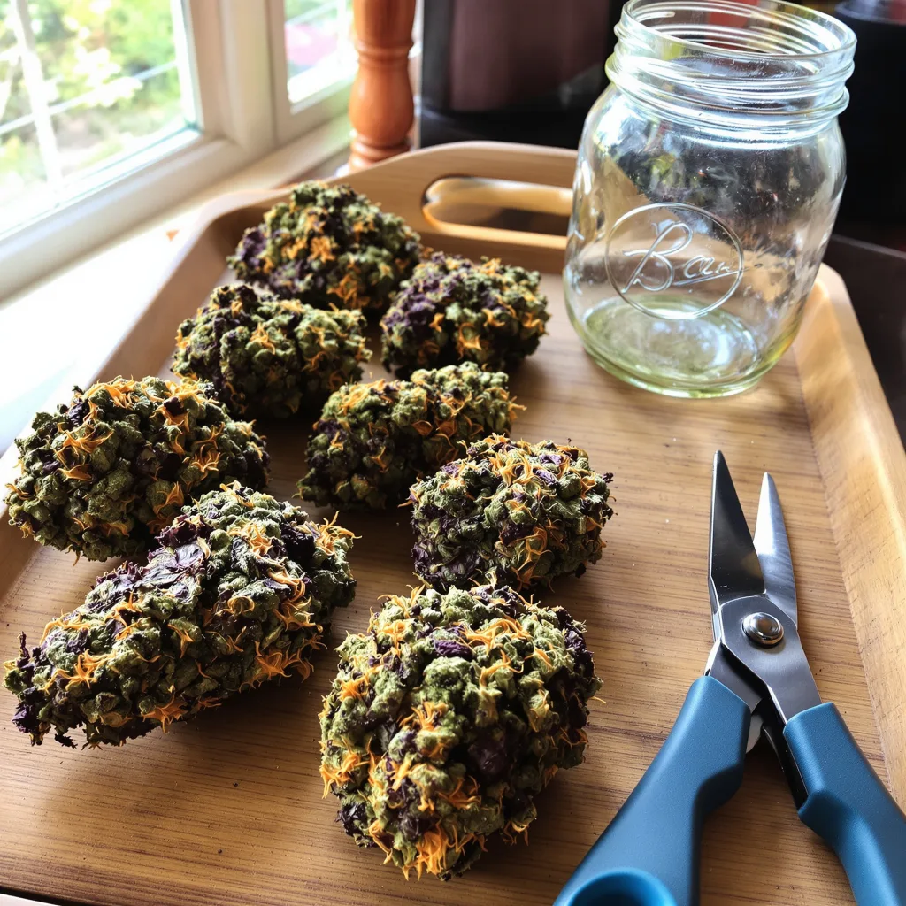 Blue Monster 76% indica / 24% sativa — fleur avec trichomes visibles