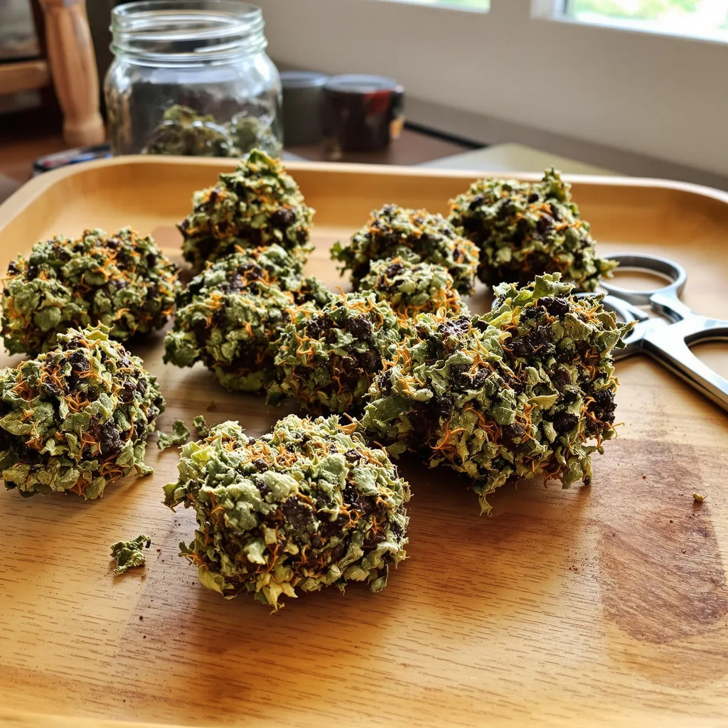 Blue Ox 67% indica / 33% sativa — fleur avec trichomes visibles