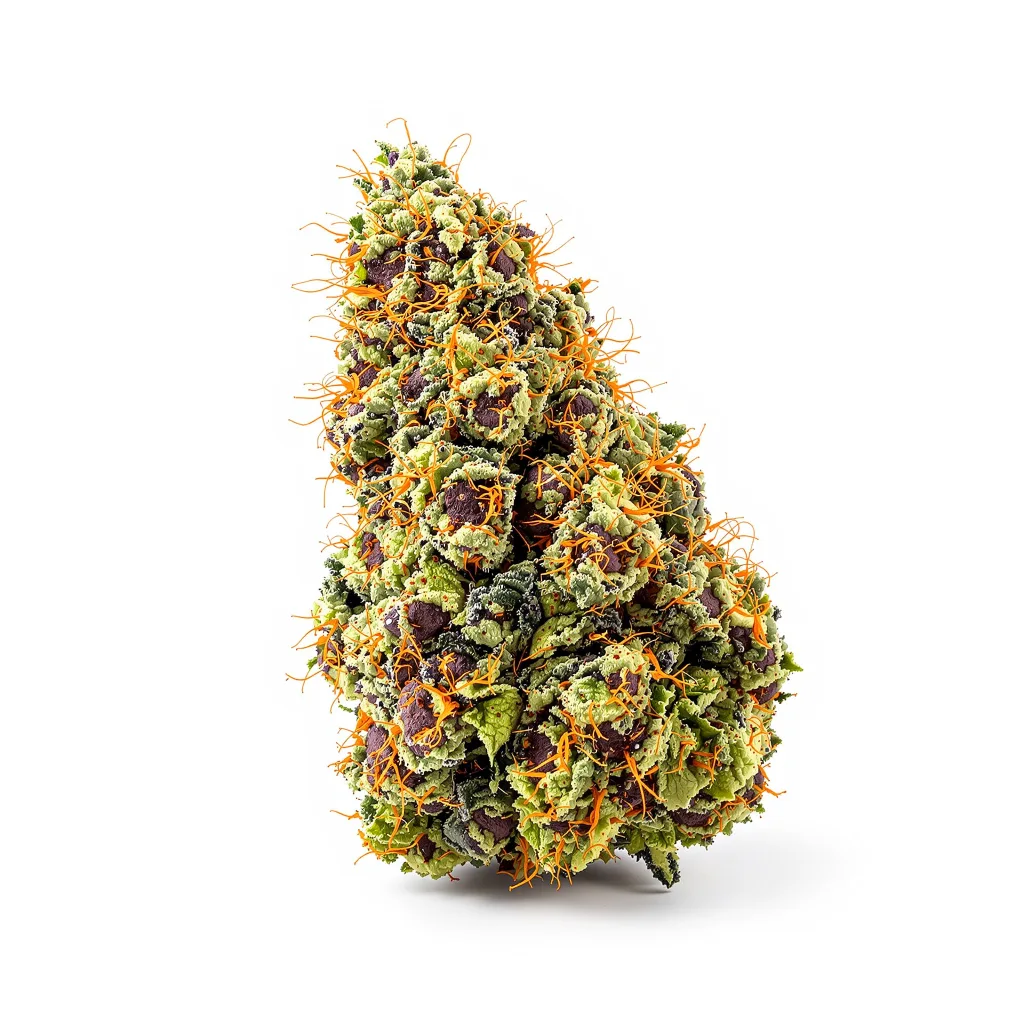Blue Ox 67% indica / 33% sativa — fleur avec trichomes visibles