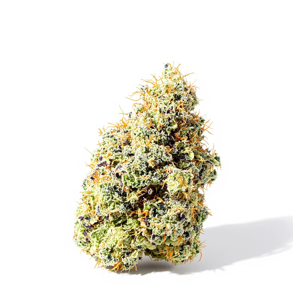 Blue Power 55% indica / 45% sativa — fleur avec trichomes visibles