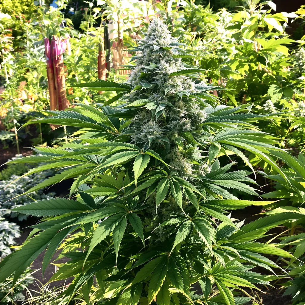Blue Zombie 66% indica / 34% sativa — fleur avec trichomes visibles