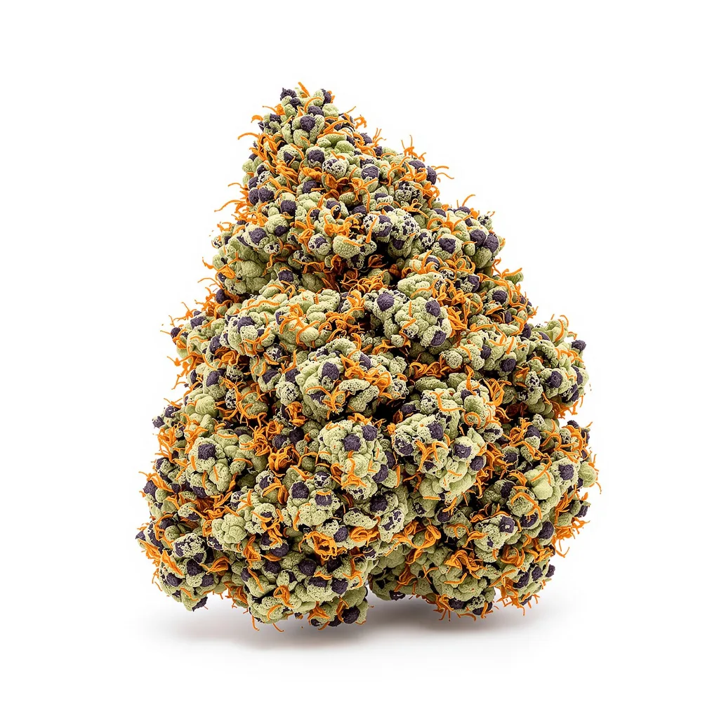 Blue Zombie 66% indica / 34% sativa — fleur avec trichomes visibles