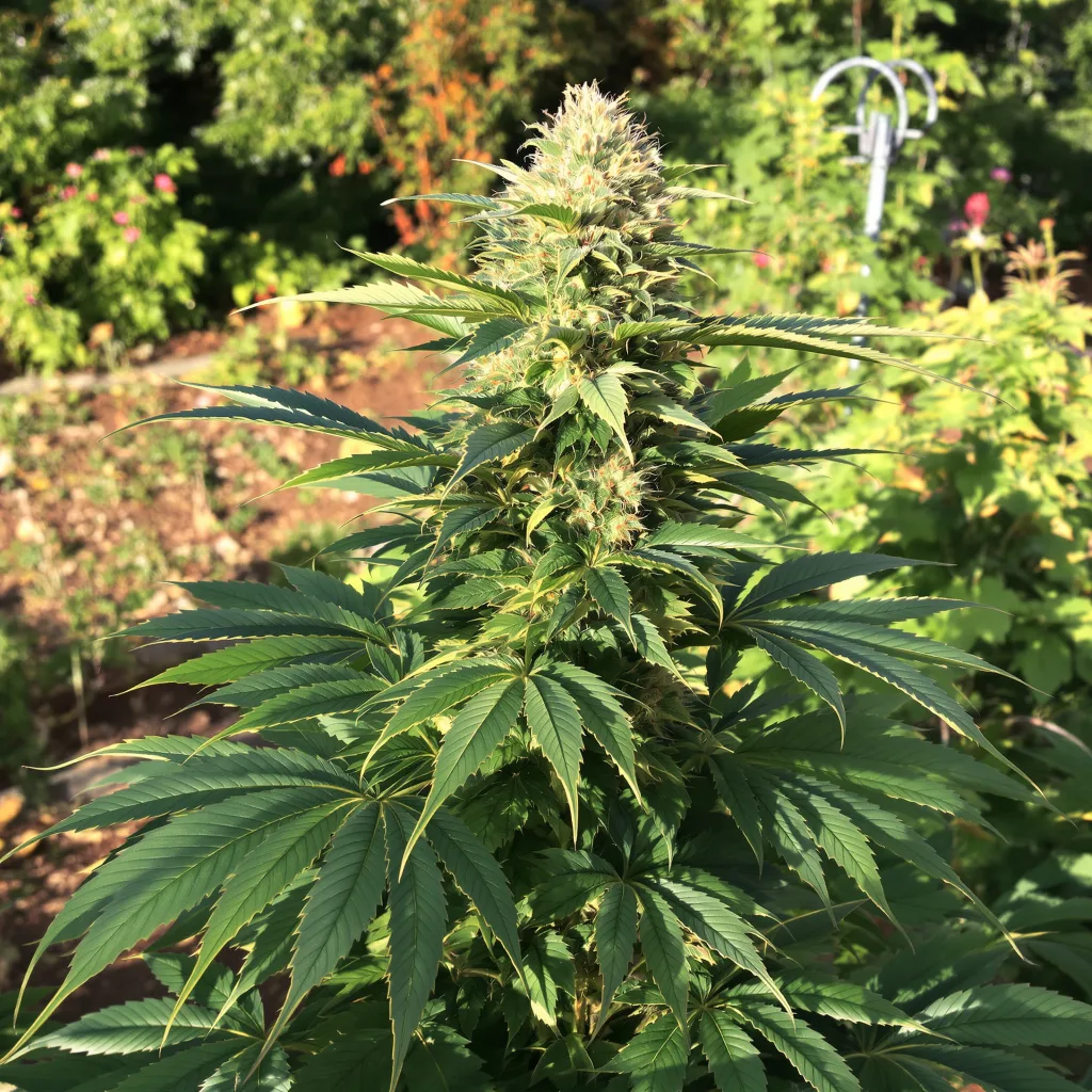 Blue Zombie 66% indica / 34% sativa — fleur avec trichomes visibles