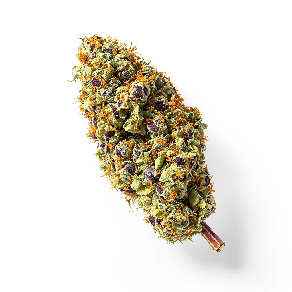 Blueberry 80% indica / 20% sativa — fleur avec trichomes visibles