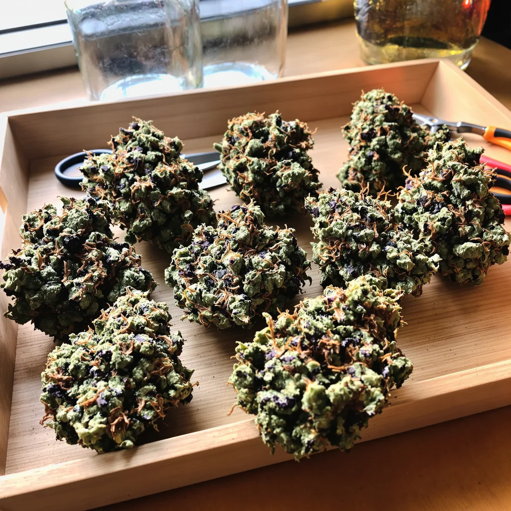 Blueberry Badazz OG 78% indica / 22% sativa — fleur avec trichomes visibles