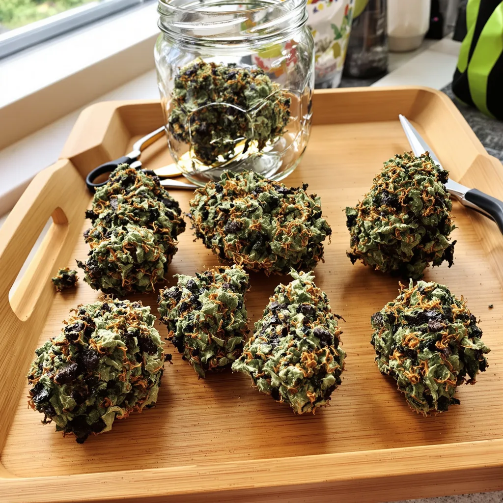 Blueberry Milk 89% indica / 11% sativa — fleur avec trichomes visibles