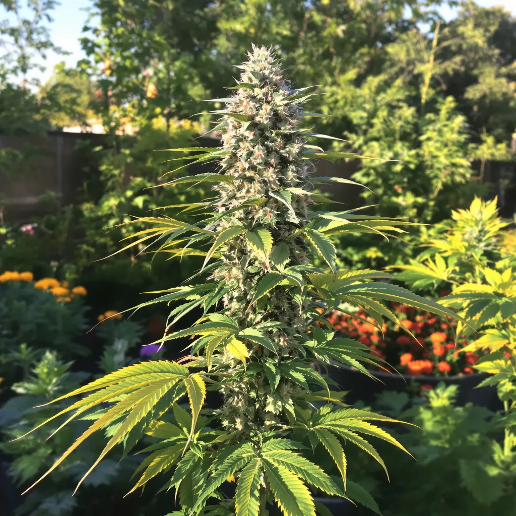 Blueberry Yum Yum 38% indica / 62% sativa — fleur avec trichomes visibles