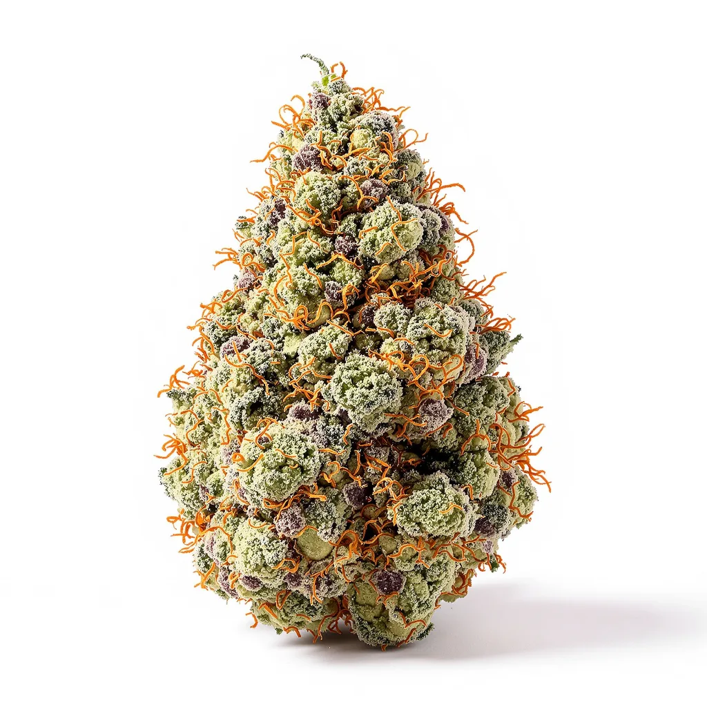 Bluniverse 43% indica / 57% sativa — fleur avec trichomes visibles